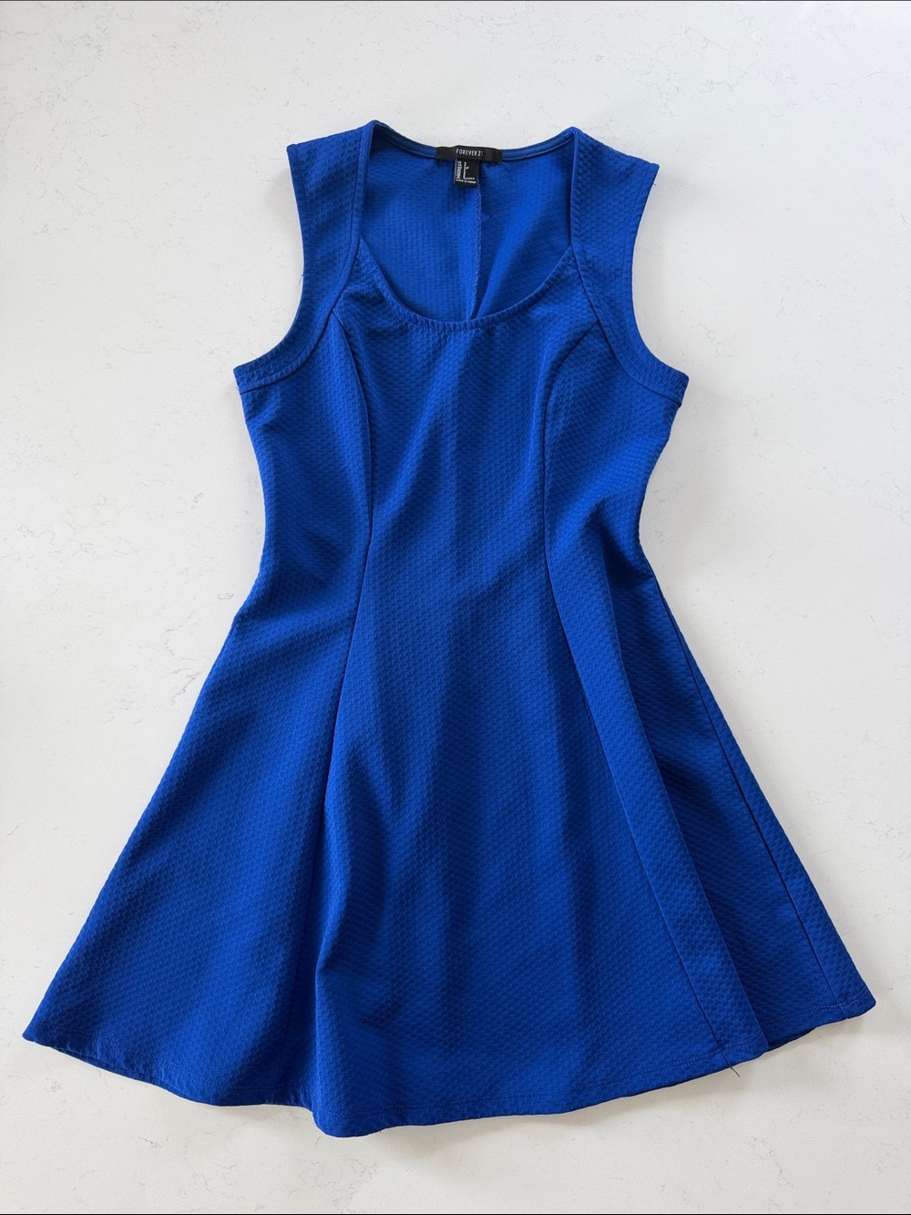 Forever 21 Sleeveless Fit-and-Flare Dress in Cobalt Blue